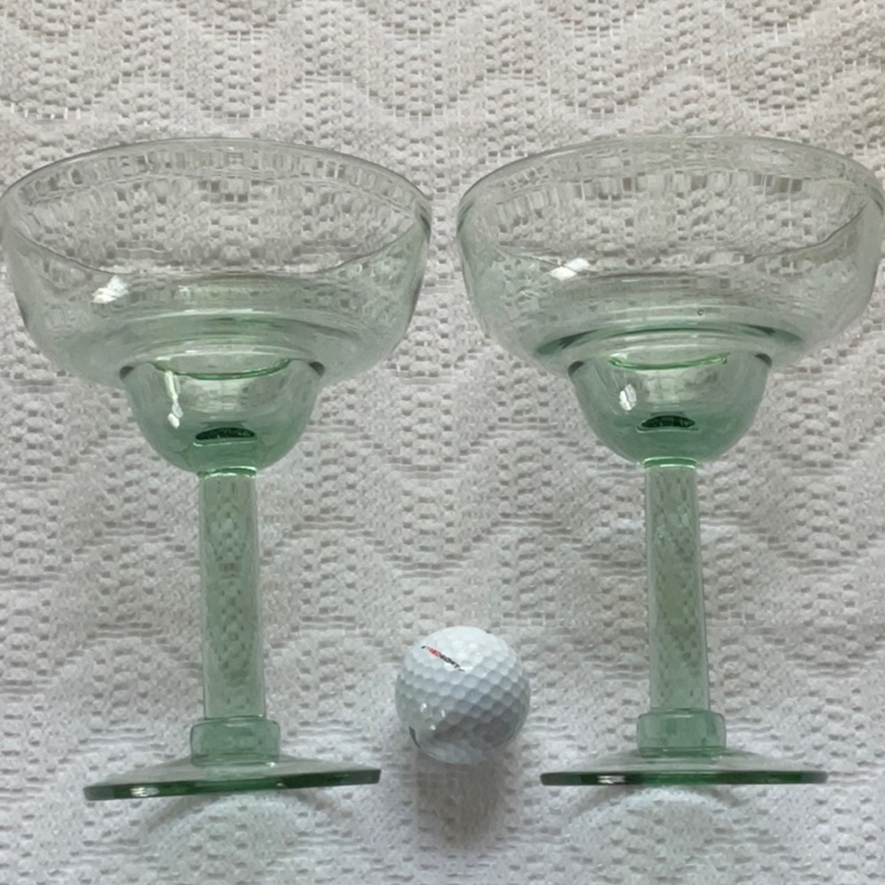 Large Margarita Glasses Set of 2 Green Glass - Picture 8 of 10